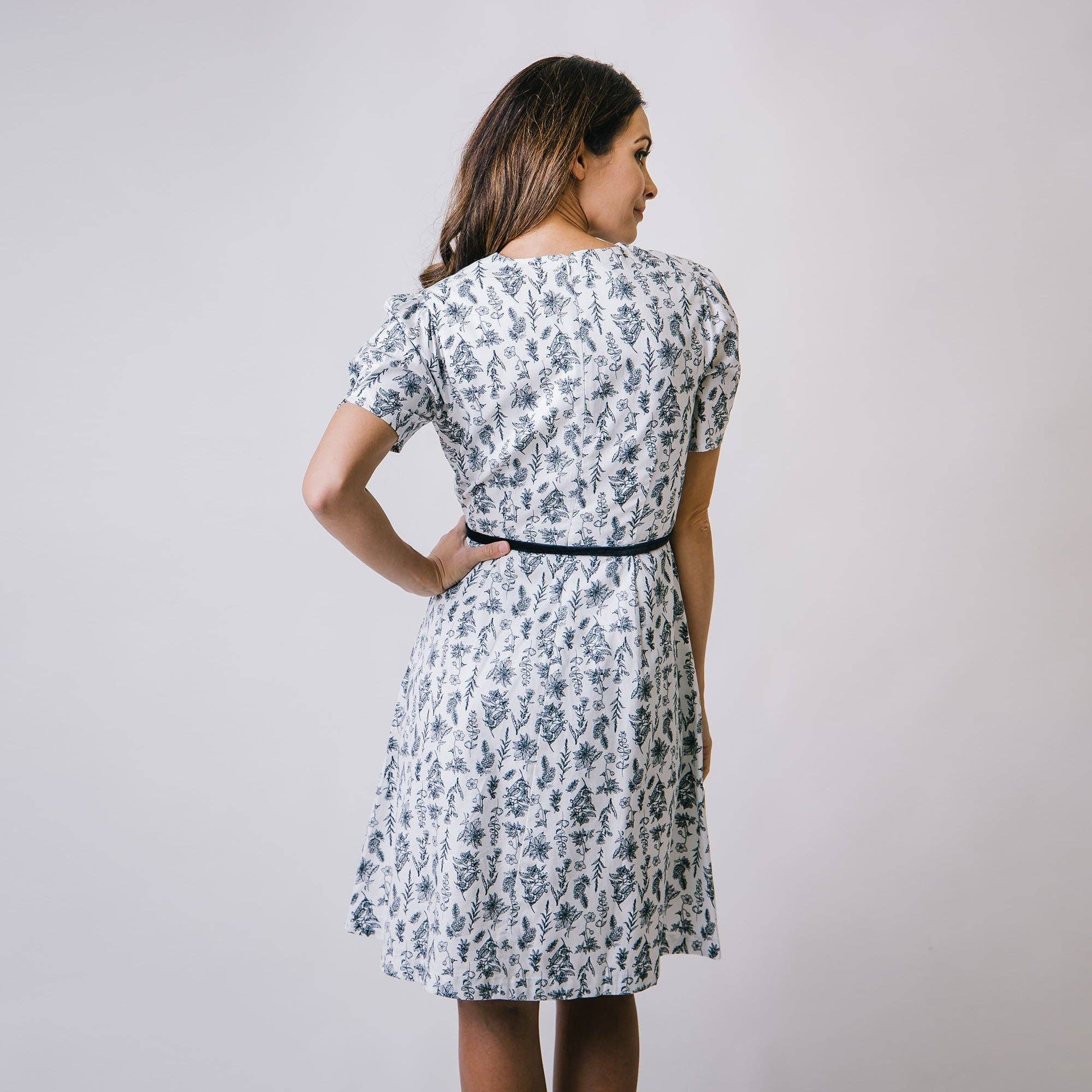 Image of Pleated Sleeve Woven Dress